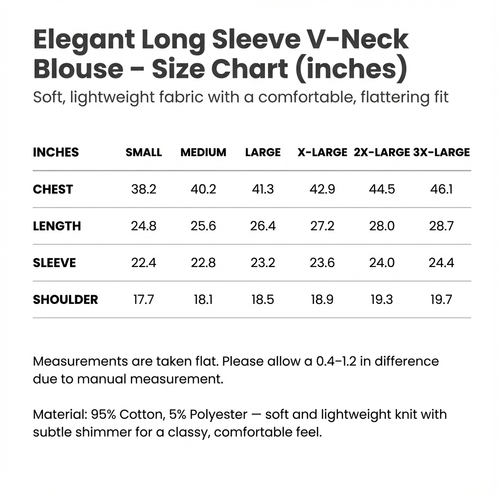 Elegant Long Sleeve V-Neck Blouse