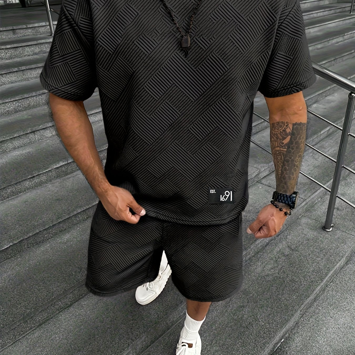 Dylan – Men’s Jacquard T-Shirt & Shorts Set