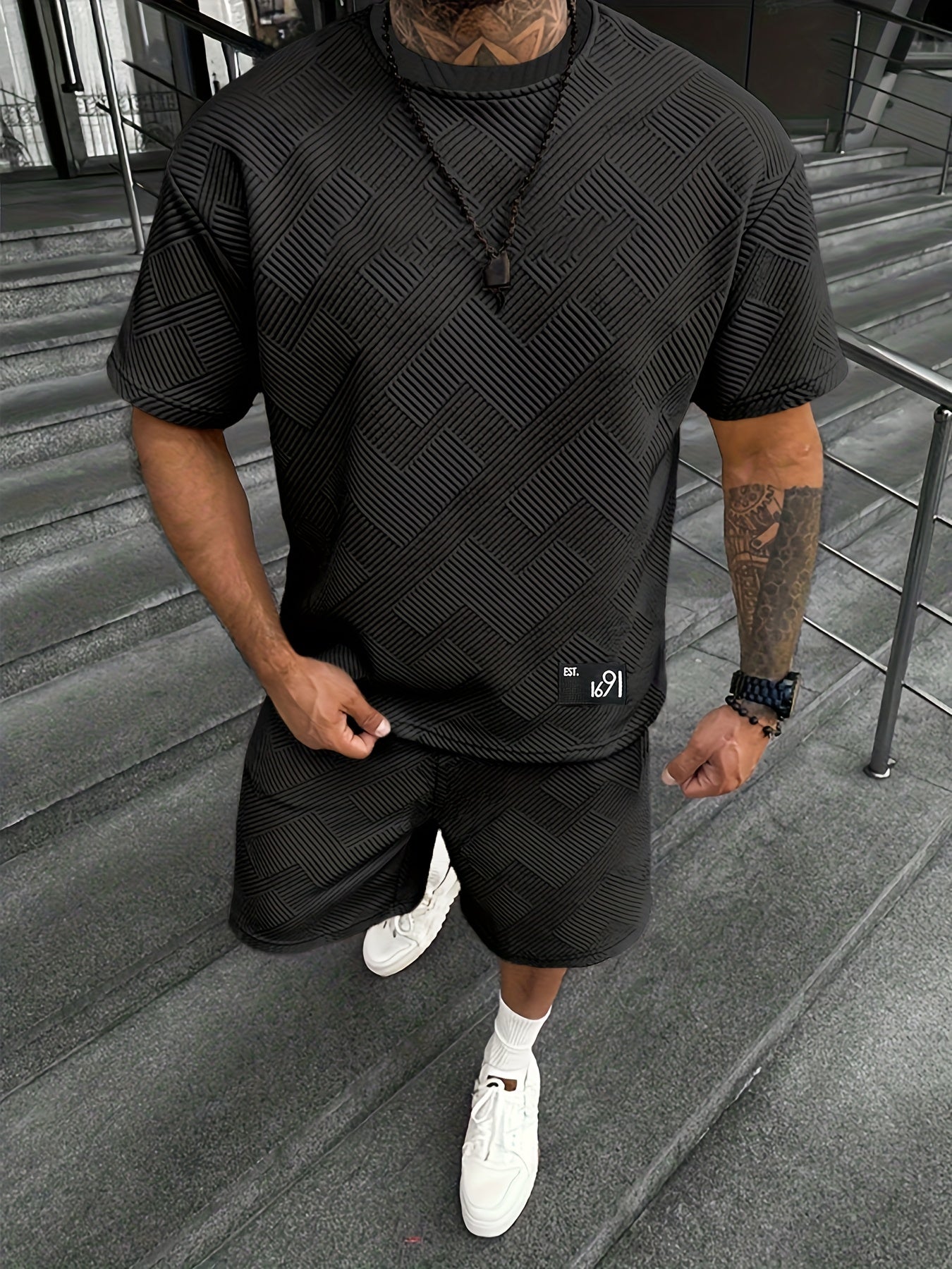 Dylan – Men’s Jacquard T-Shirt & Shorts Set