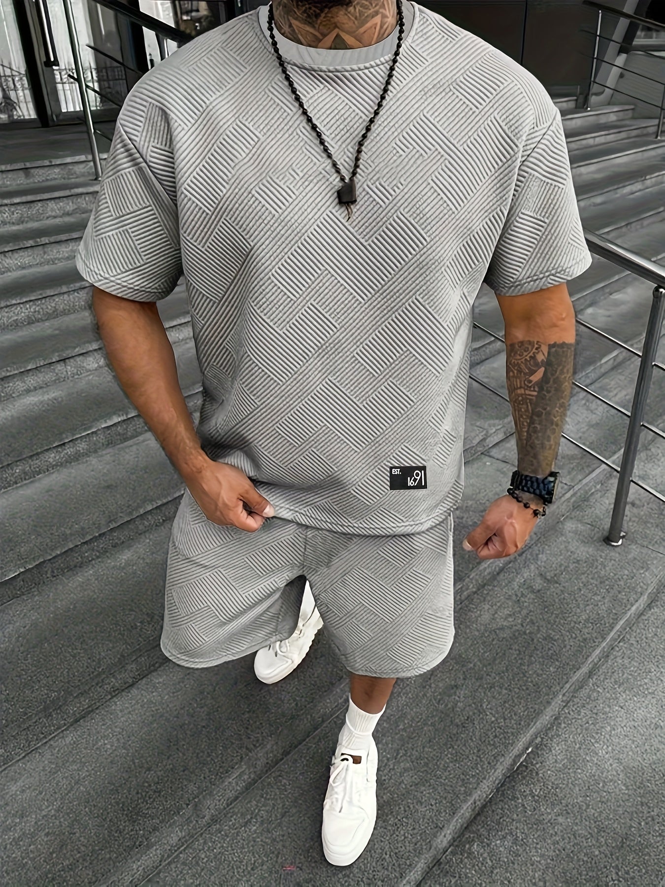 Dylan – Men’s Jacquard T-Shirt & Shorts Set