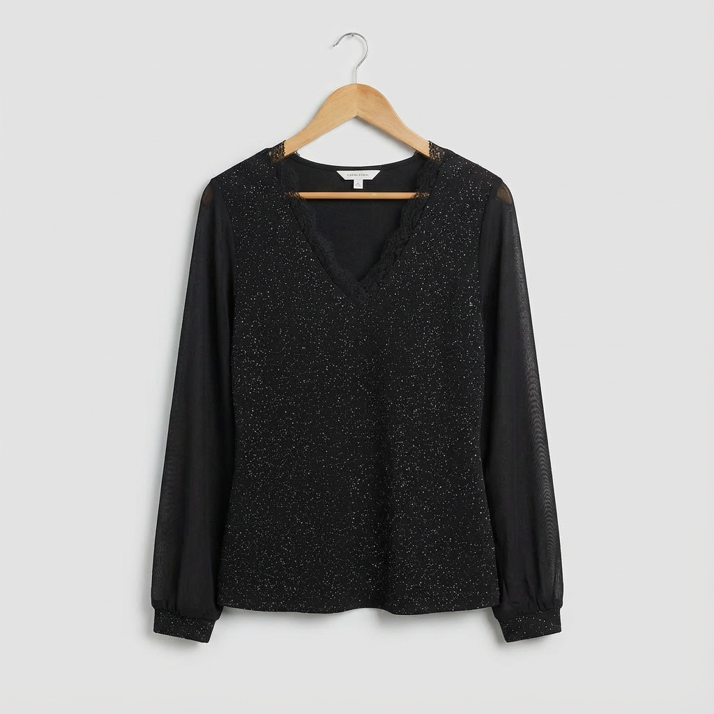 Elegant Long Sleeve V-Neck Blouse