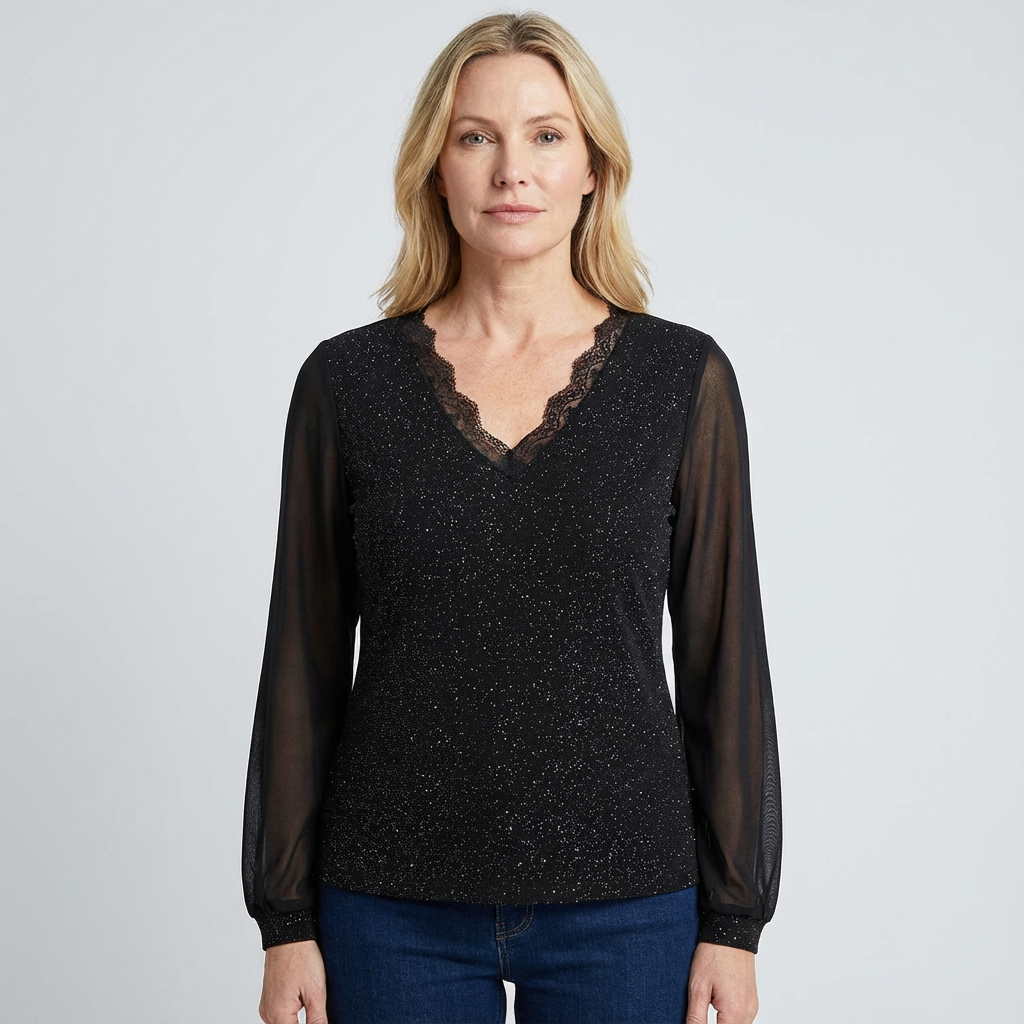 Elegant Long Sleeve V-Neck Blouse