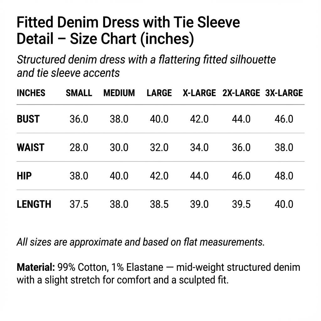 Nora – Fitted Denim Dress with Tie Sleeve Detail