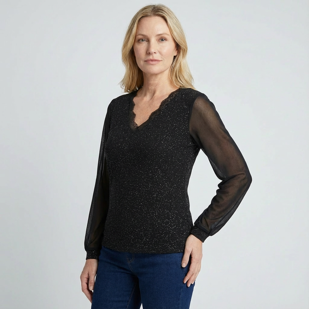 Elegant Long Sleeve V-Neck Blouse